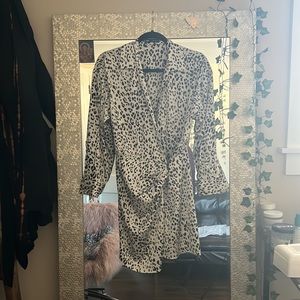XS ZARA LEOPARD PRINT SATIN WRAP DRESS—never worn!